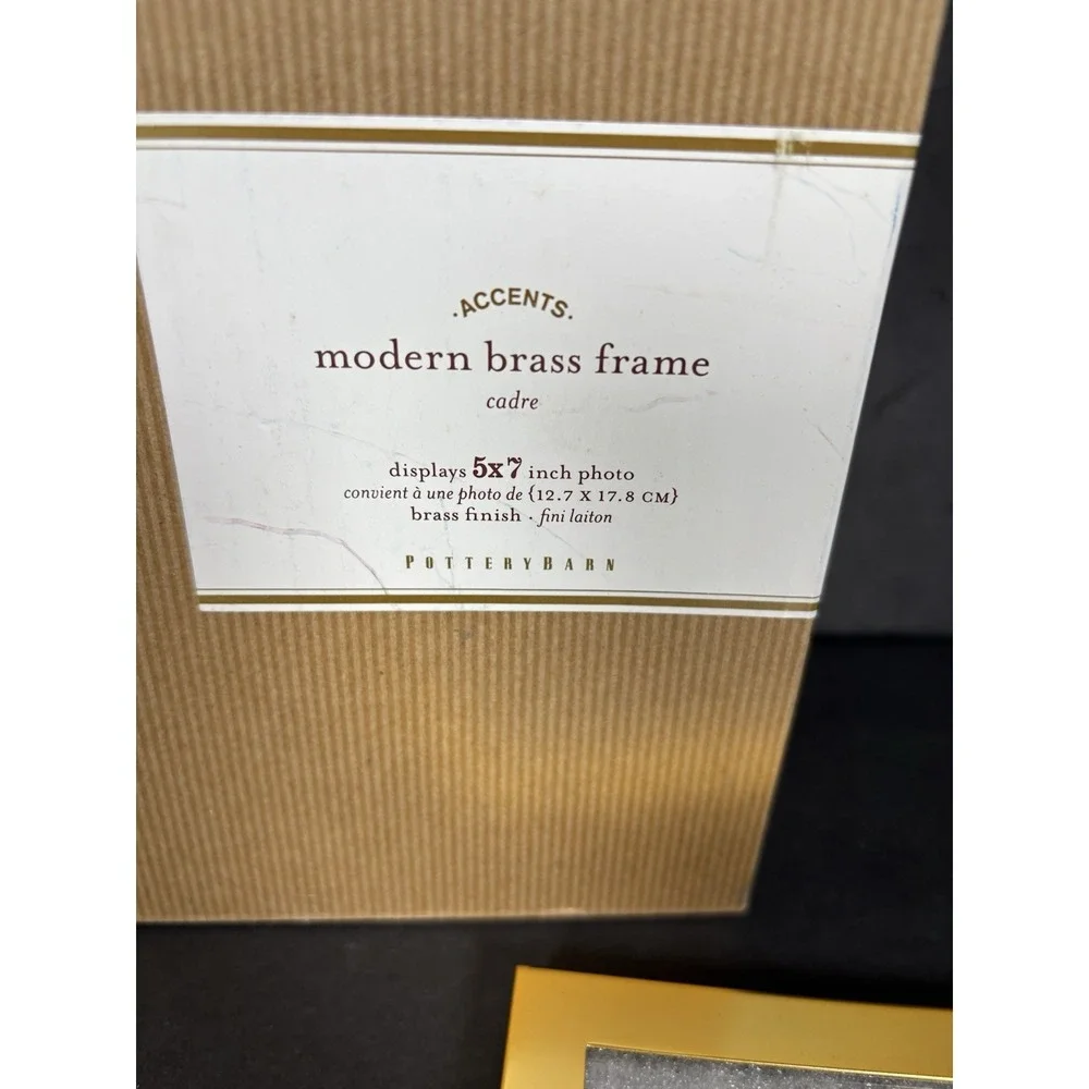 Pottery Barn Accents Modern Brass 5x7 Picture Frame Gold Original Box